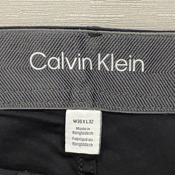 Calvin Klein Chino Pants Mens 30 x 32 Black Slim Fit Straight Flex Waist Cotton - Picture 7 of 13